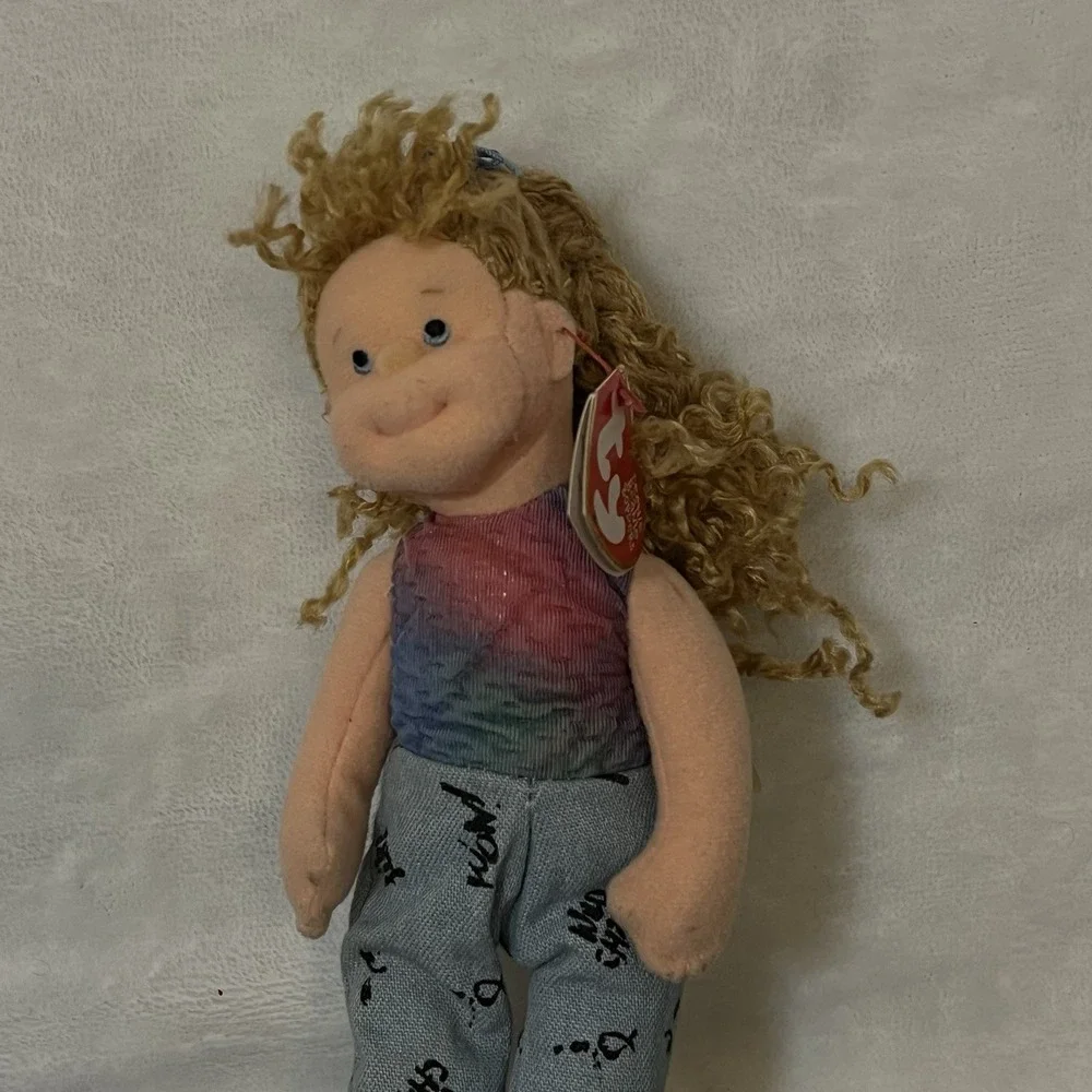 Ty Teanie Beanie Boppers Paula Plappertasche Plush Doll Blue Pants 2002